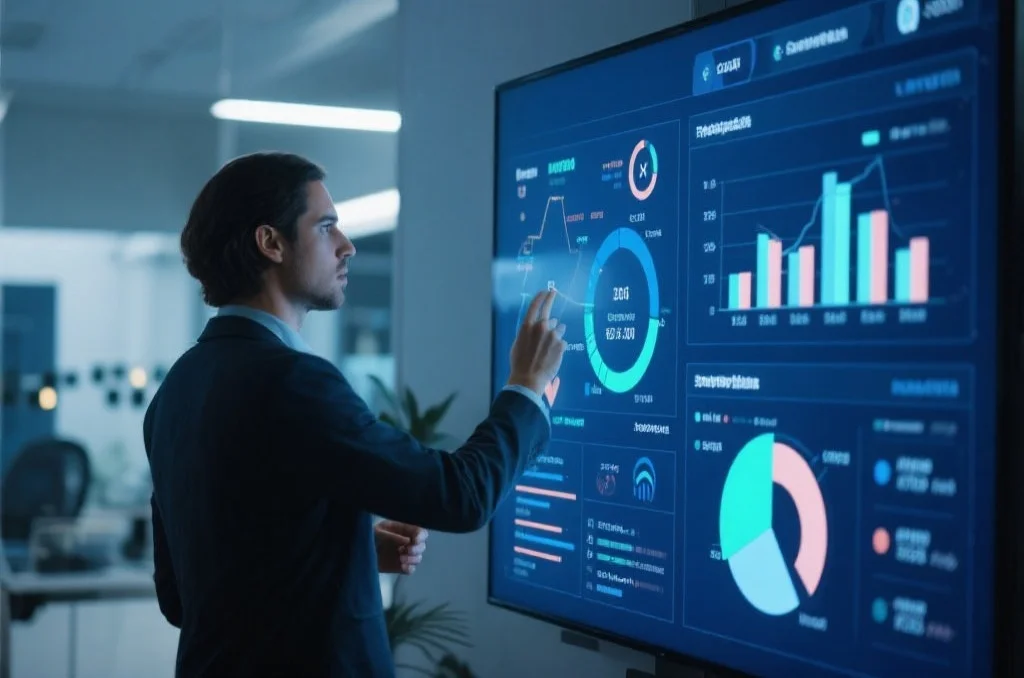 用户在数字屏幕上整理和分析数据